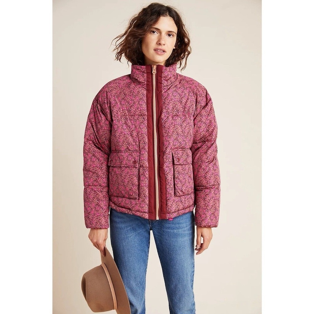 Anthropologie Numph Lillie Quilted Cottagecore Floral Puffer Jacket XS